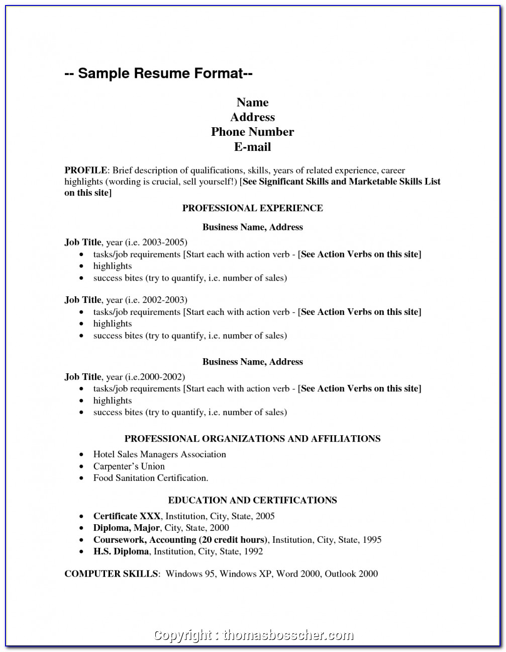 Free Download Resume Format For Freshers In Ms Word