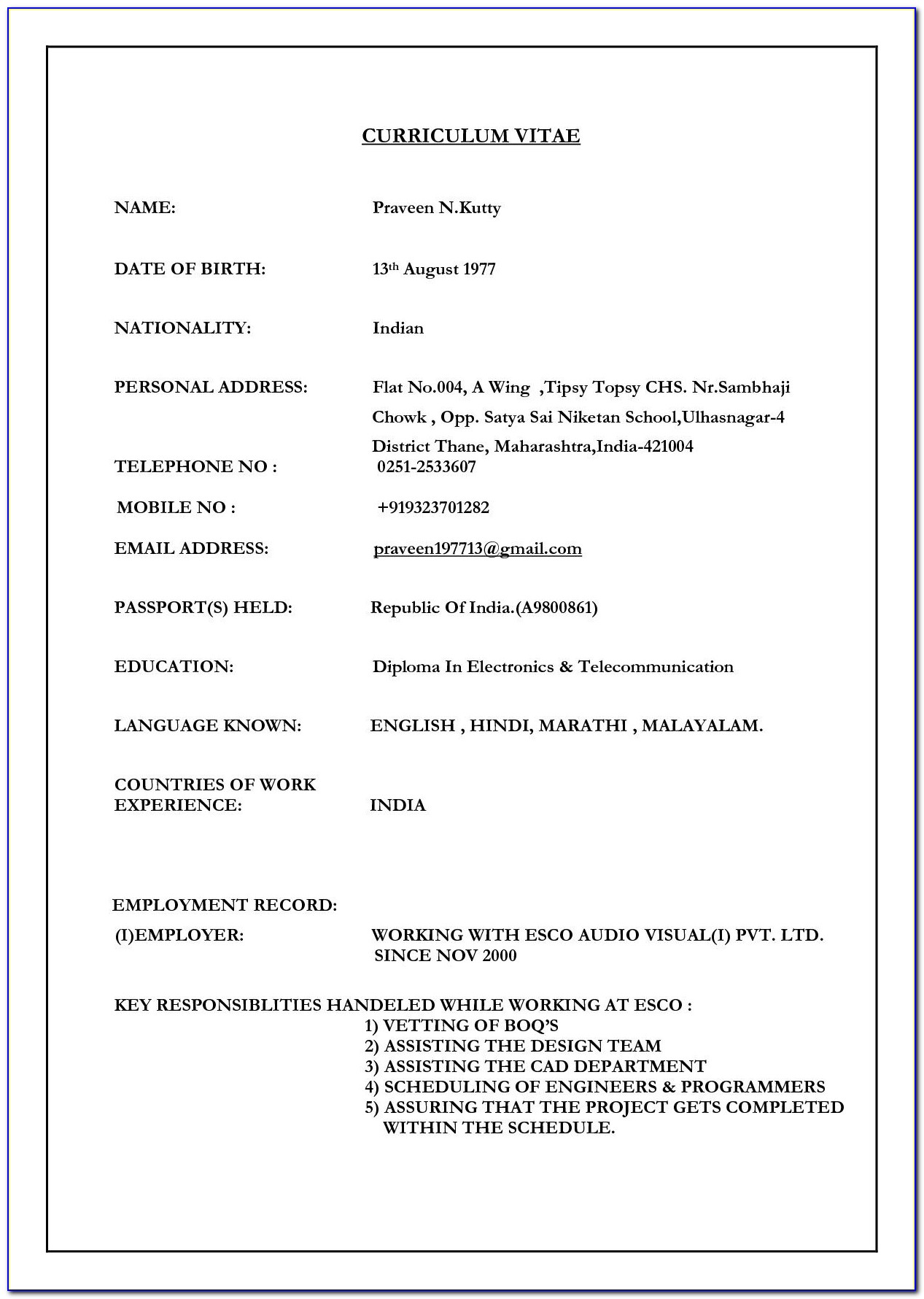 Marriage Resume Format For Boy Free Download