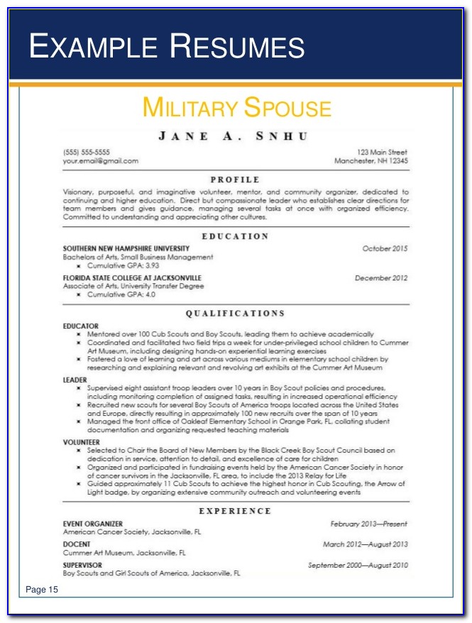 Military Spouse Resume Help