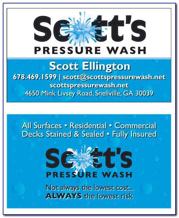 Pressure Washing Business Card Design