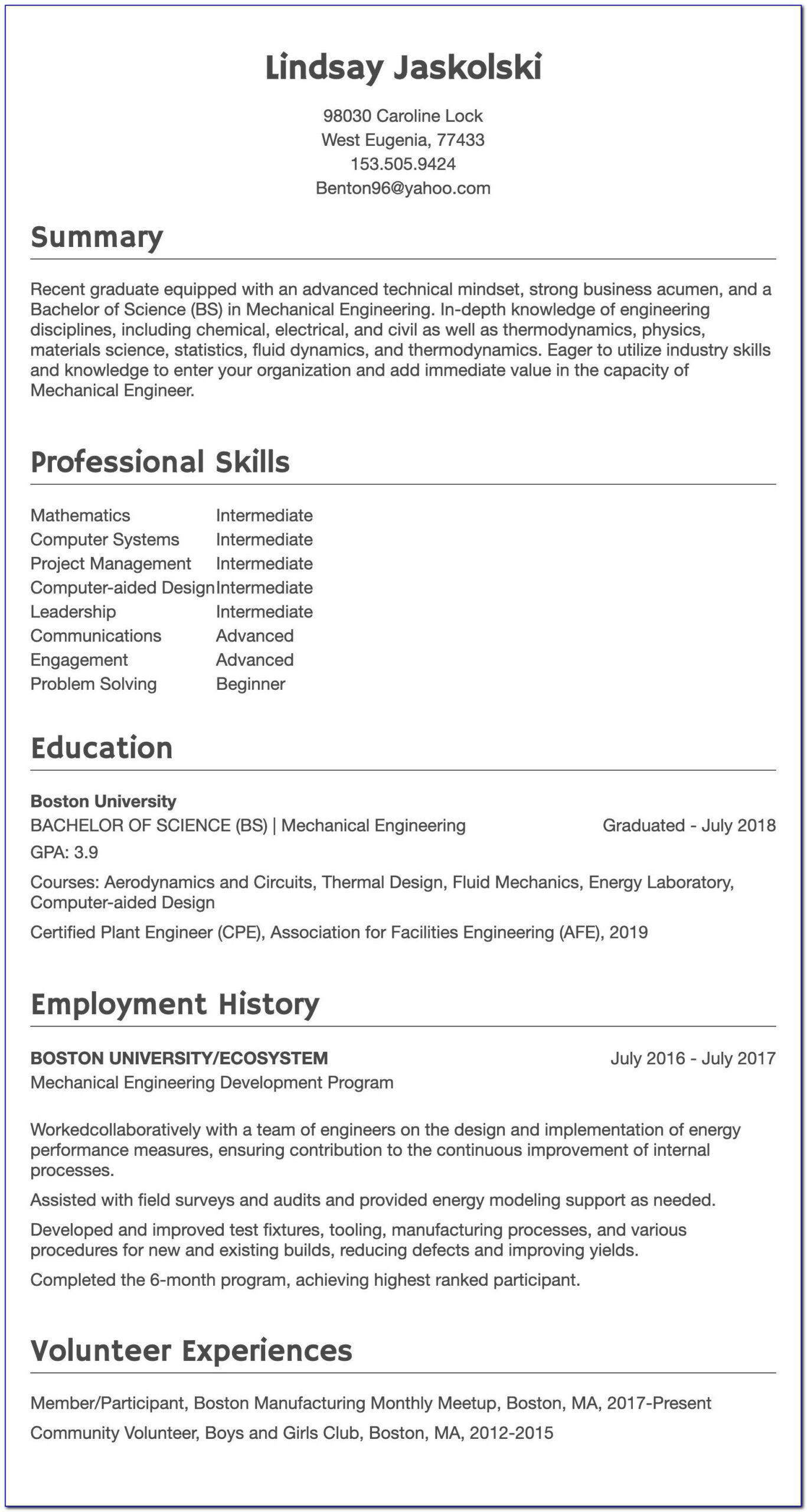 Professional Resume Writing For Engineers