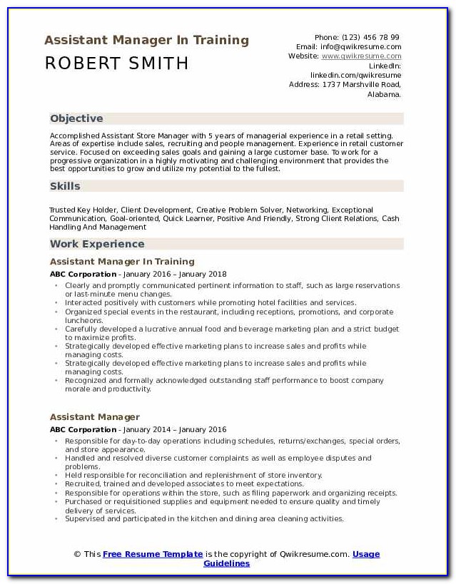 Resume Format For Assistant Manager Hr