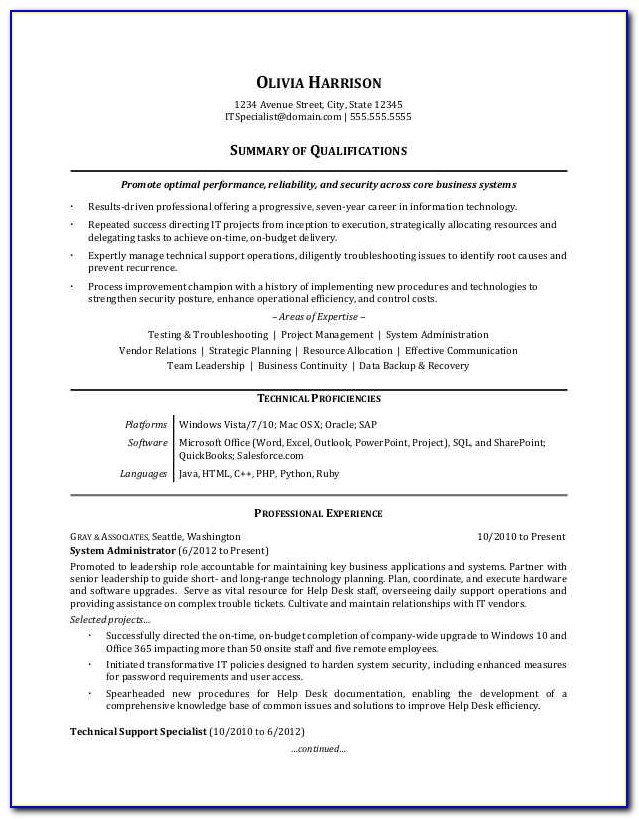 Resume Format For It Professional Freshers