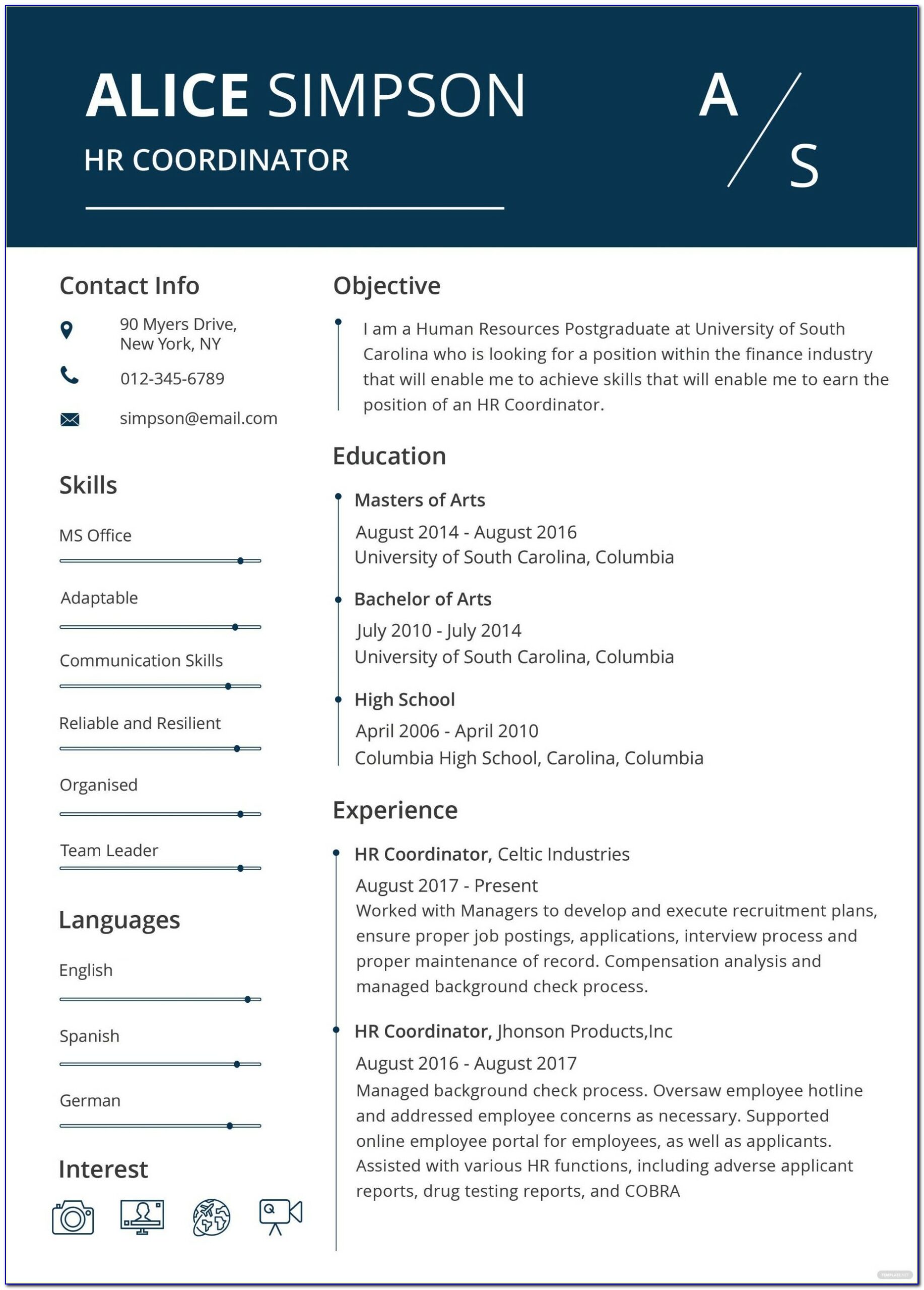 Sample Cv For Teachers In Word Format Download