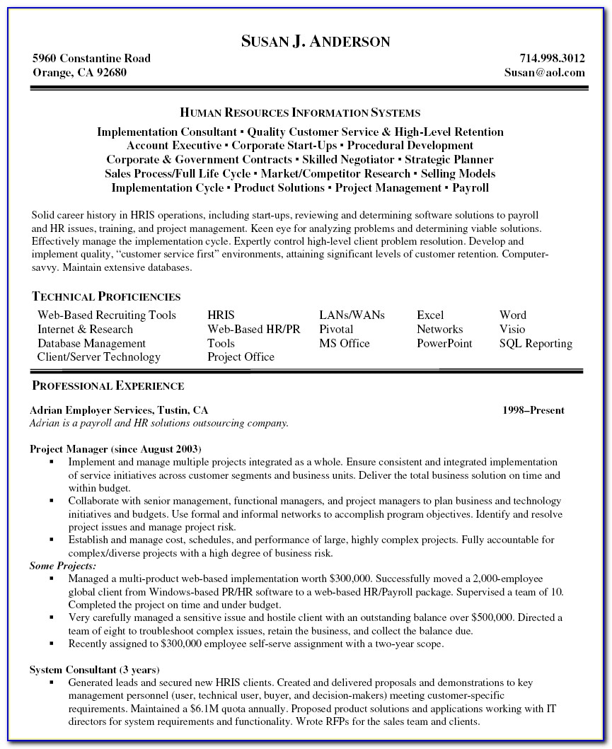 Sample Cv Of Construction Project Manager