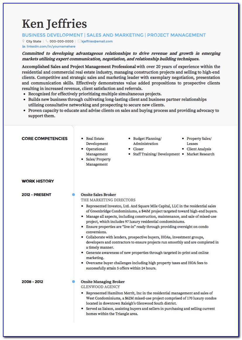 Sample Cv Of Senior Project Manager