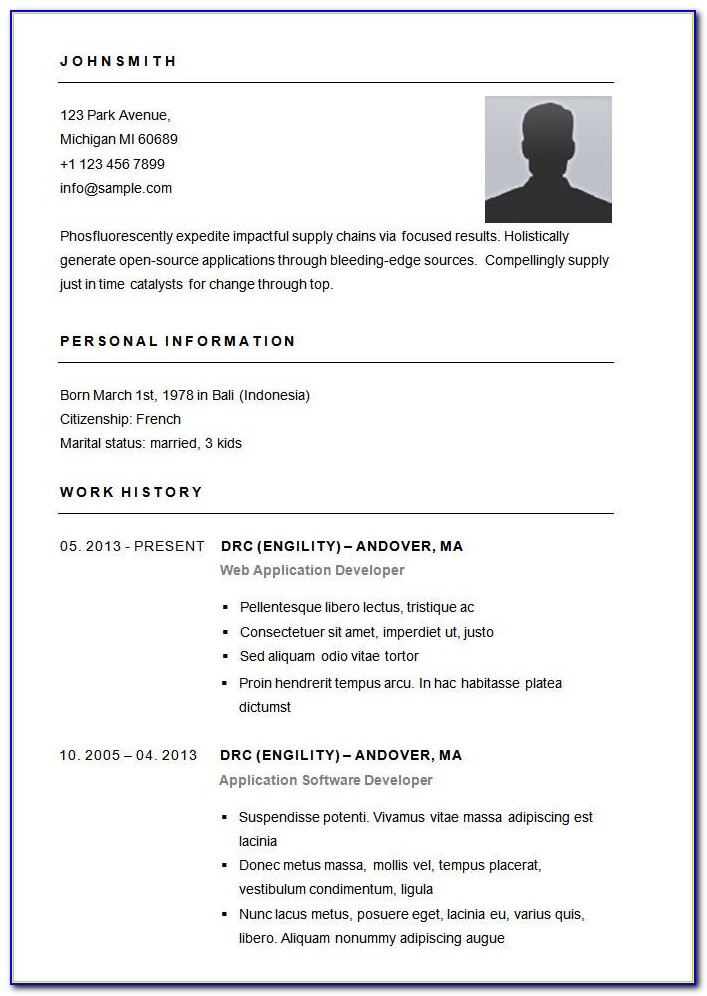 Sample Of A Simple Resume Format