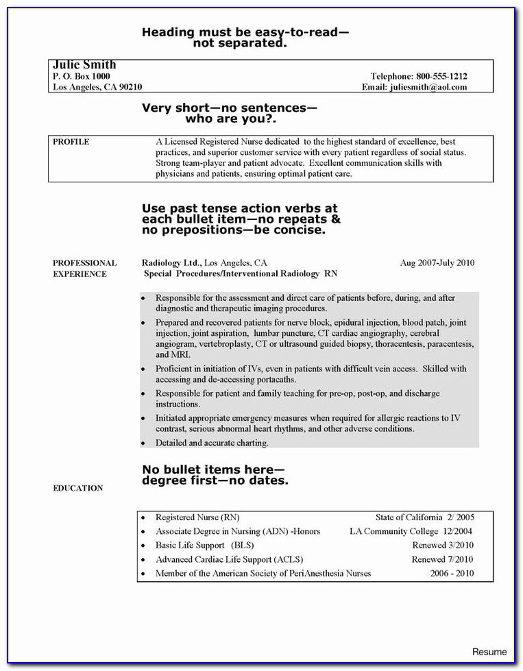 Sample Resume For Nurse With Experience Word Format