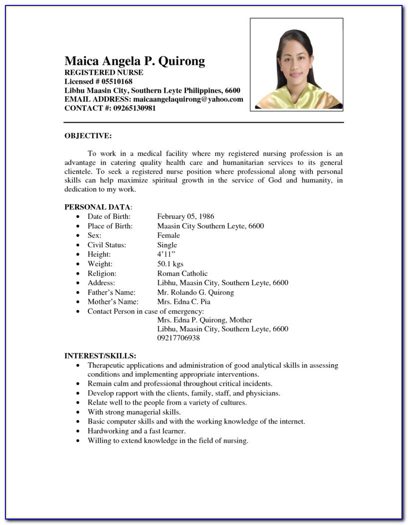 Sample Resume For Nurses With Experience In Word