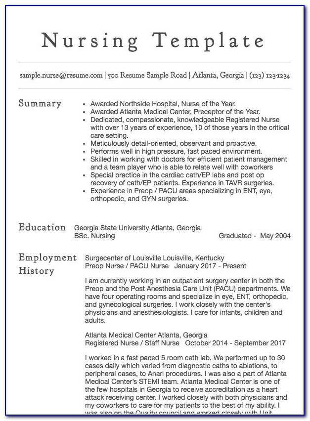 Sample Resume Of Nurses For Abroad