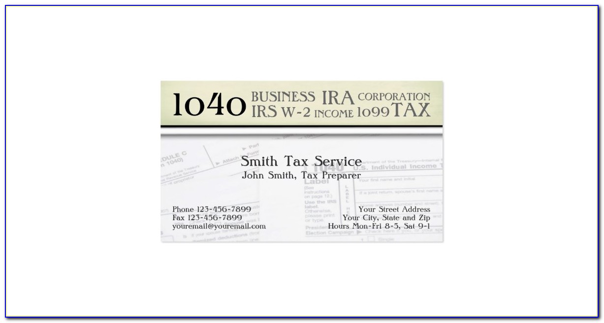 Sample Tax Preparer Business Cards