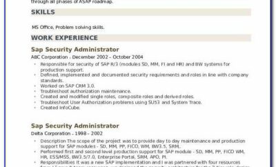 Sap Security Sample Resume