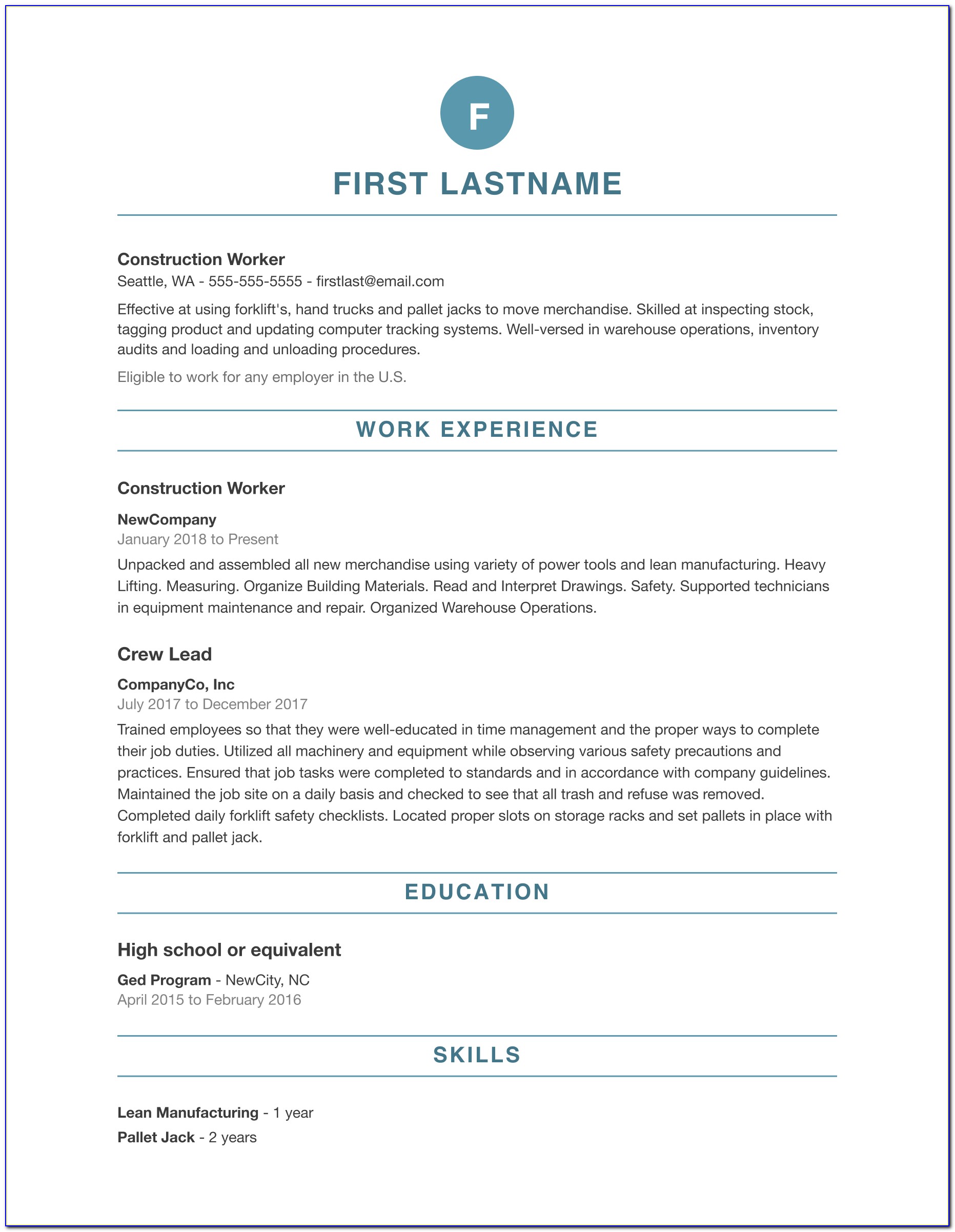 Simple Easy Resume Format