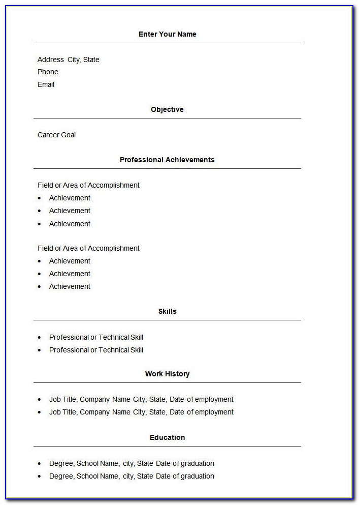 Simple Resume Format Download In Word