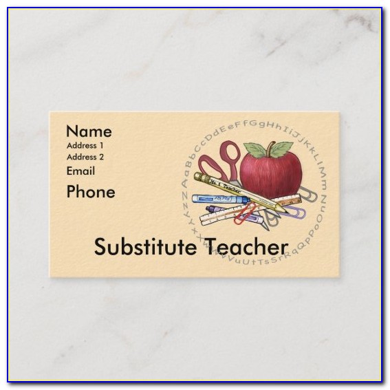 Substitute Teacher Business Card Designs