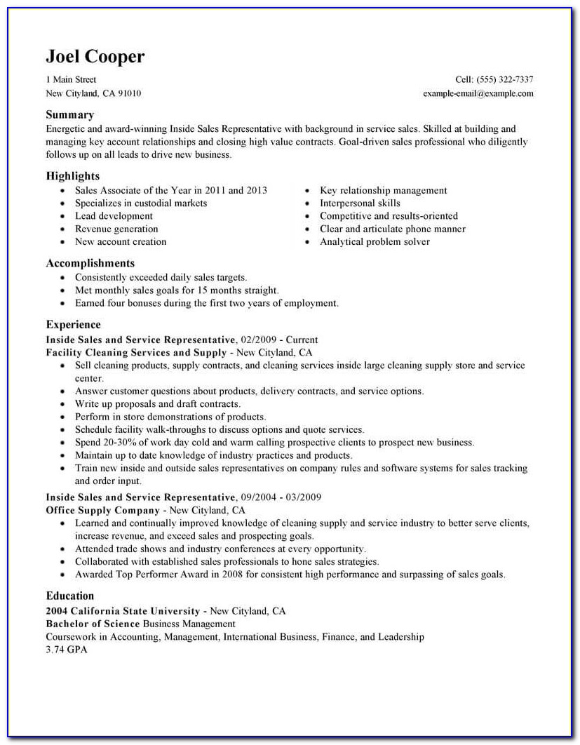 Writing A Resume For Sales Position