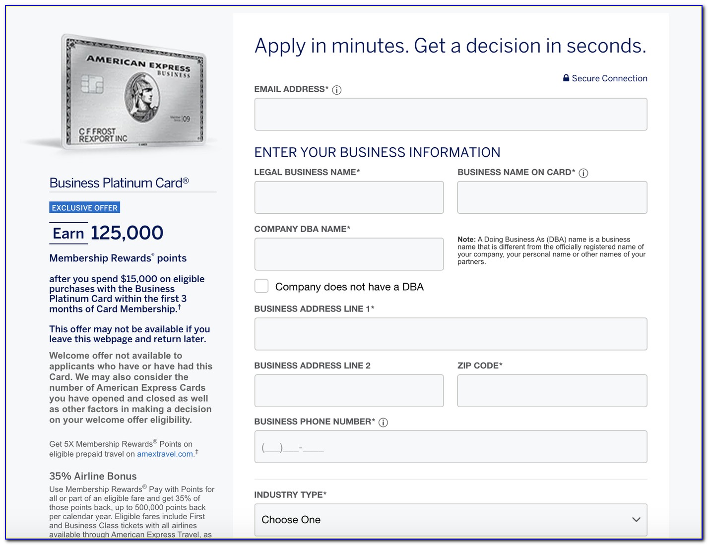 Application For Amex Corporate Card