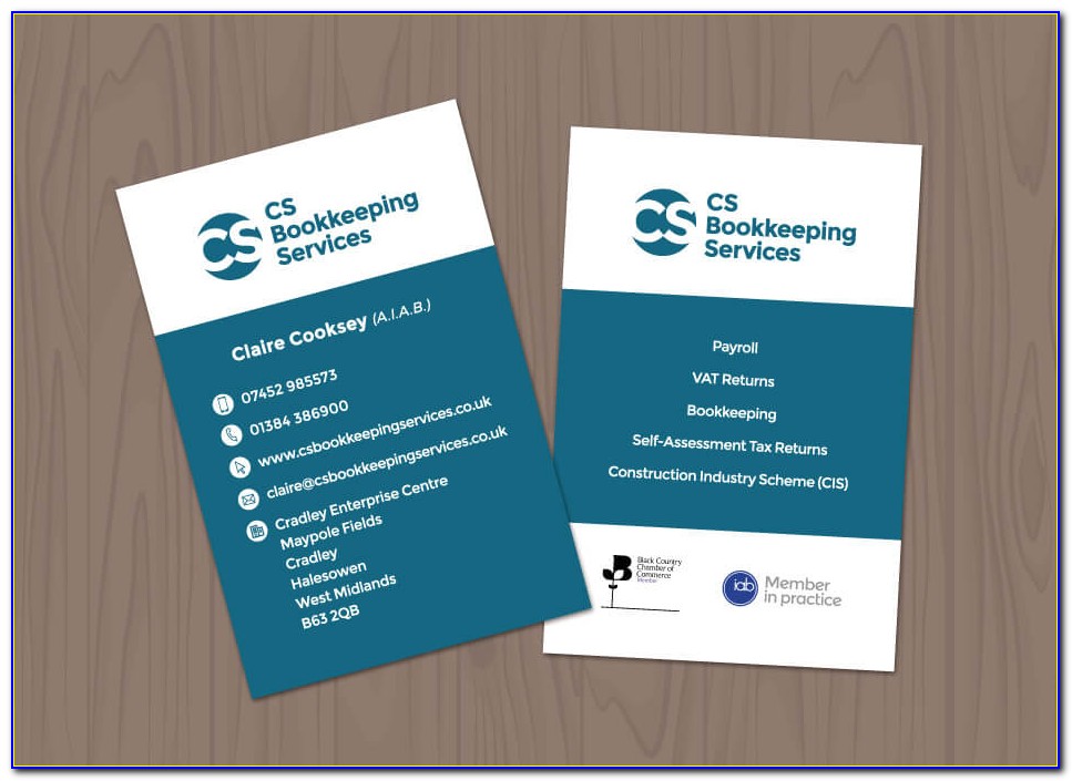 Bookkeeping Business Cards Examples