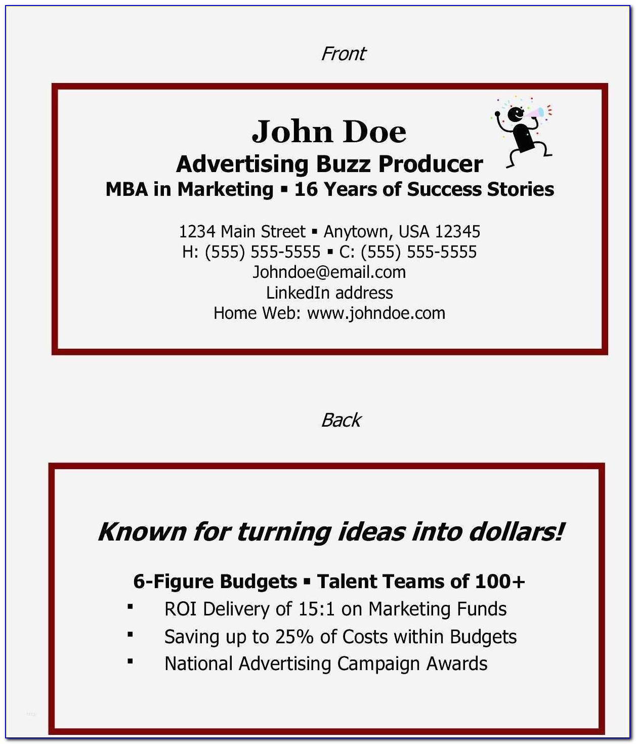Business Card For Job Seekers Templates