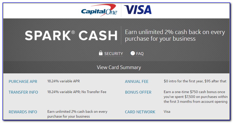 Capital One Visa Business Card