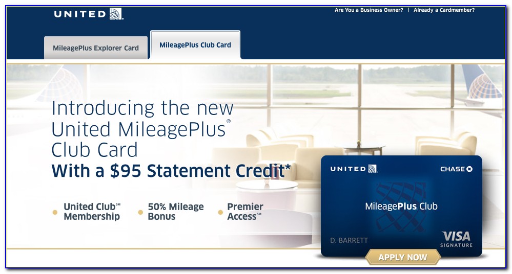 Chase United Mileageplus Club Business Card