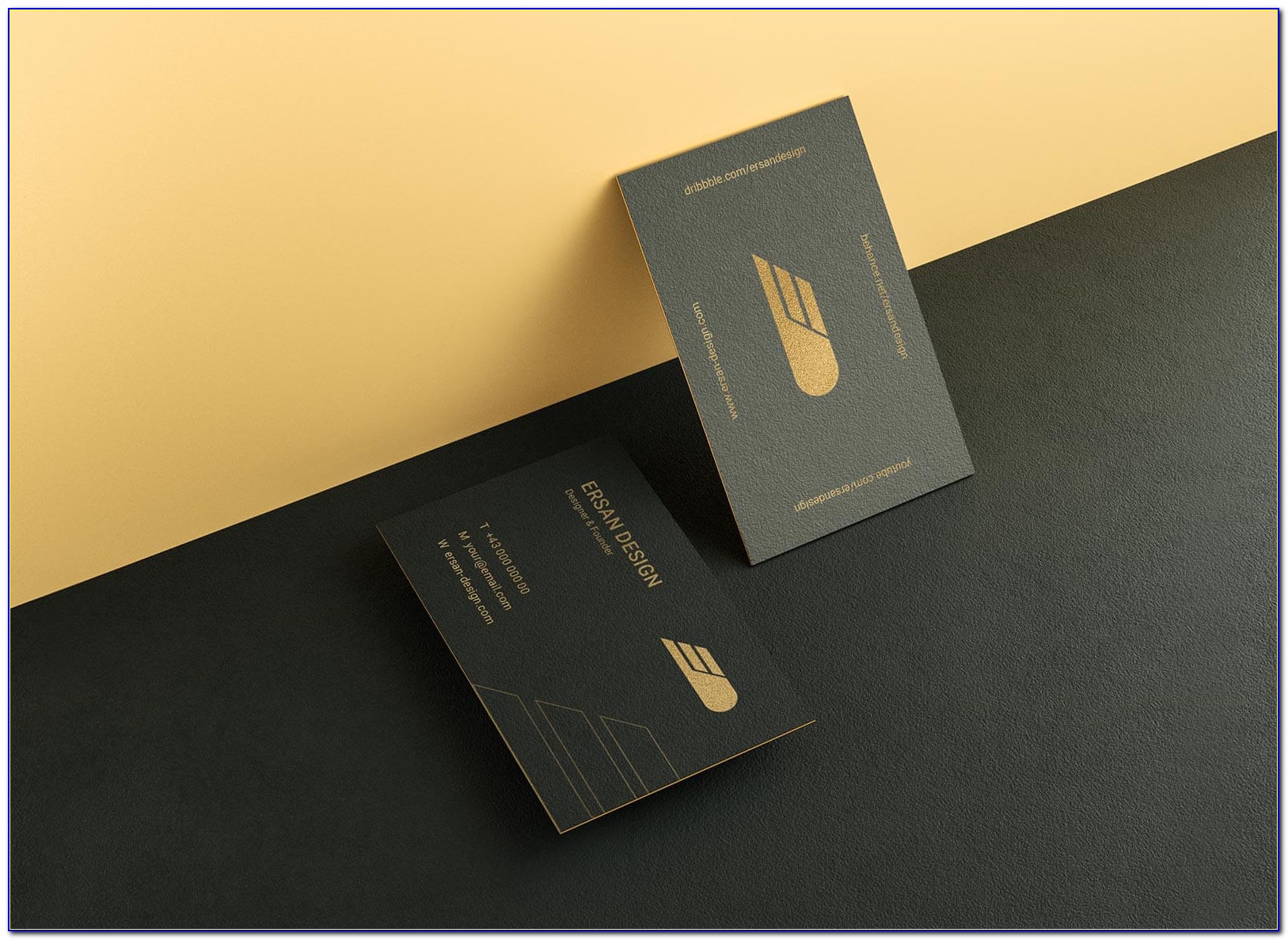 Gold Foil Business Card Mockup Psd