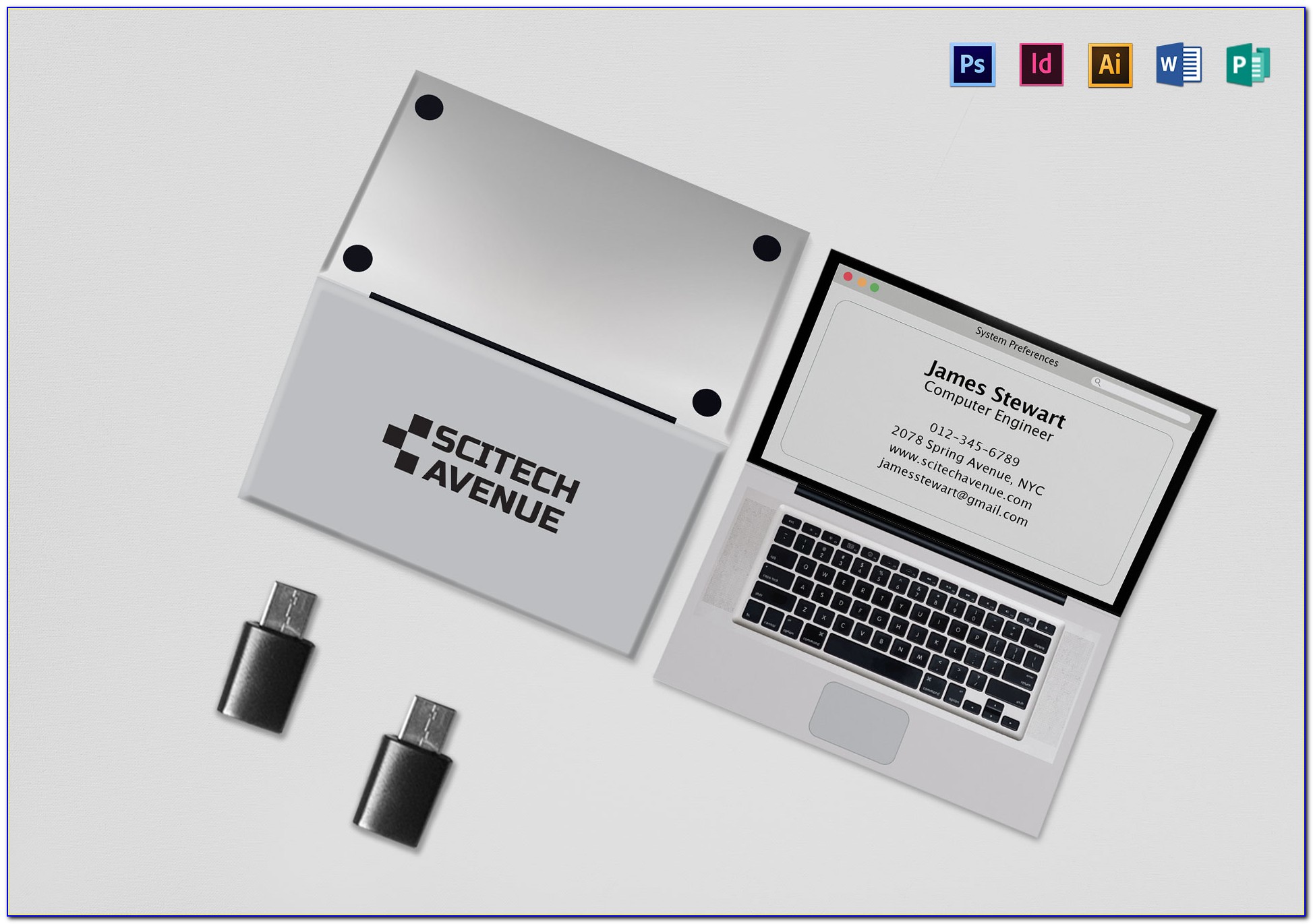 Laptop Folded Business Card Template Free Download