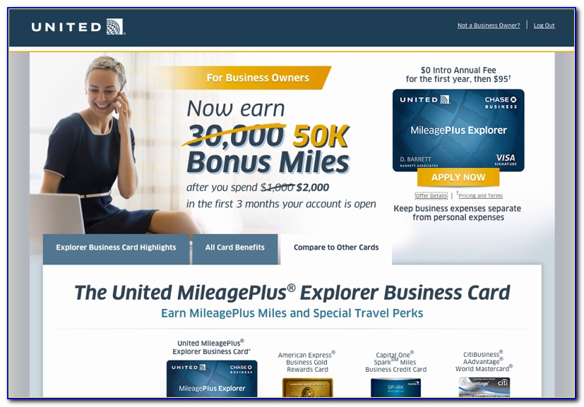 Mileageplus Explorer Business Card