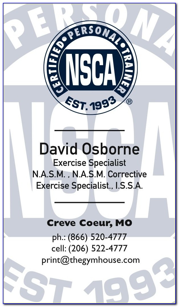 Nasm Personal Trainer Business Cards