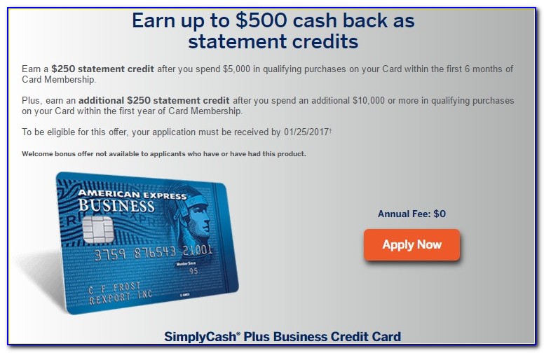 Simplycash Plus Business Credit Card Amex