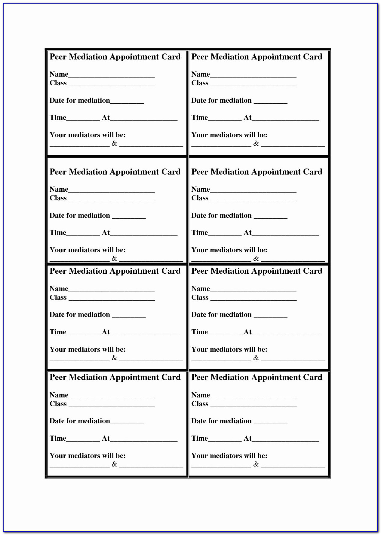 Appointment Reminder Cards Template Free