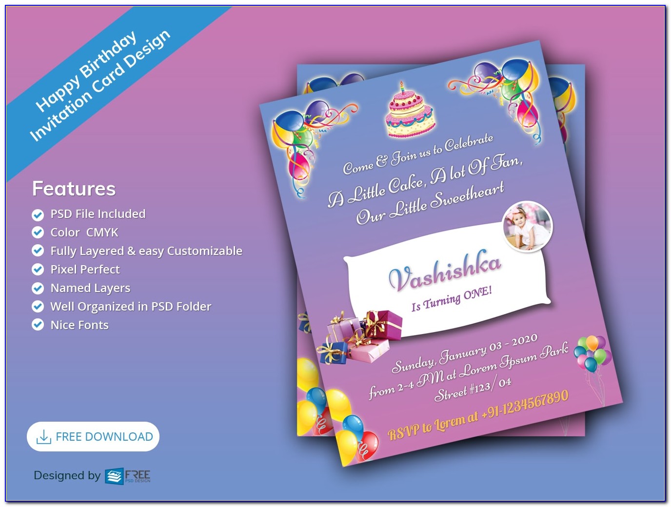 Birthday Invitation Card Design Cdr File Free Download