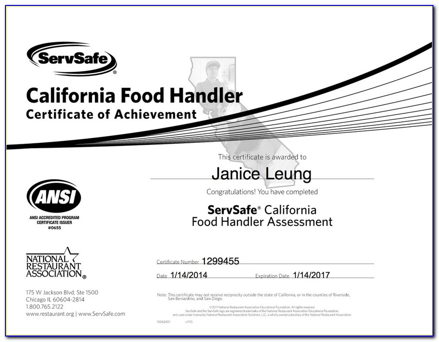 California Food Handlers Card Test Questions