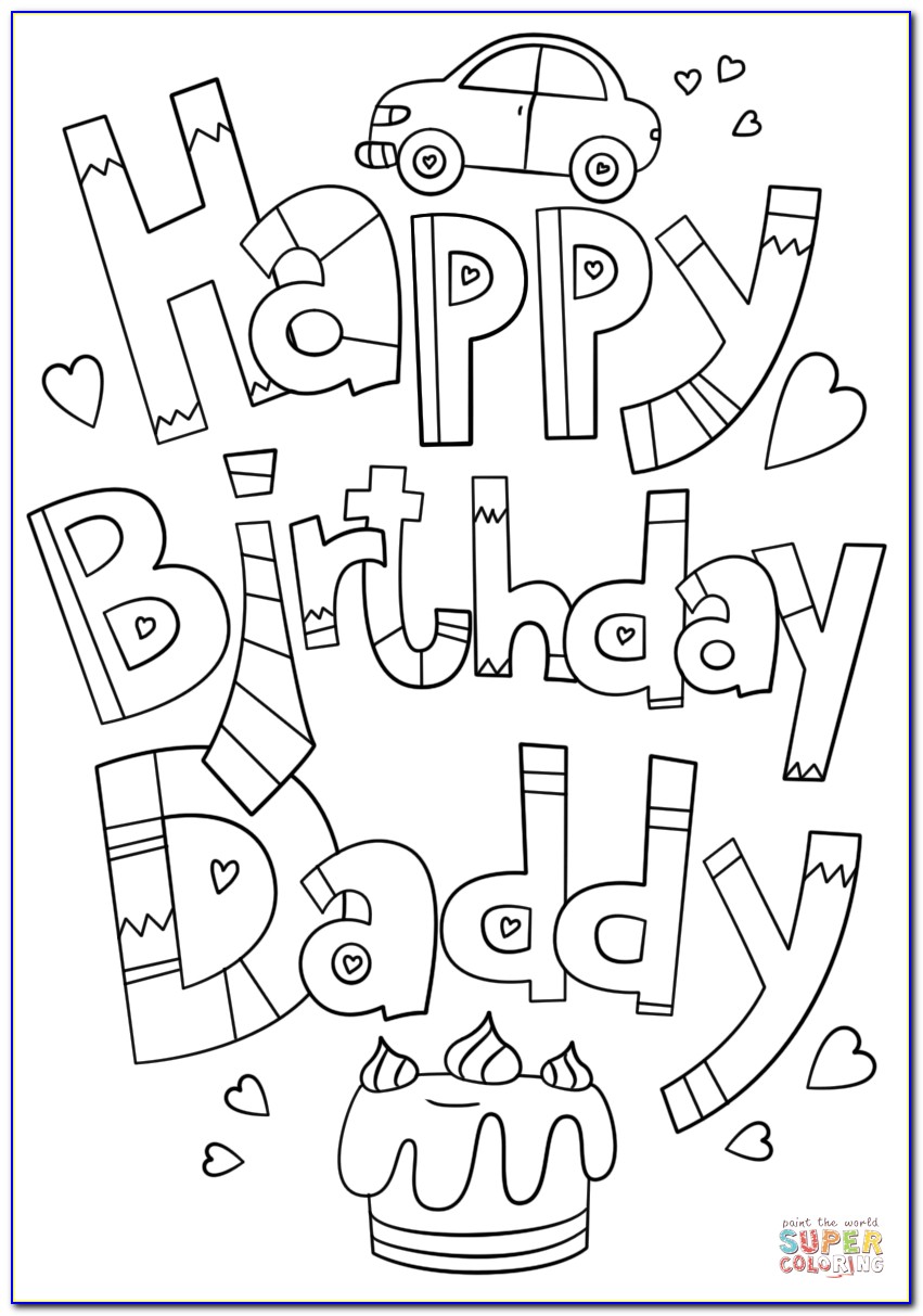 Coloring Birthday Cards For Dad