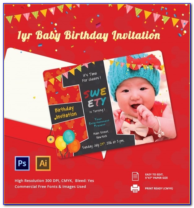 Create First Birthday Invitation Card Online Free