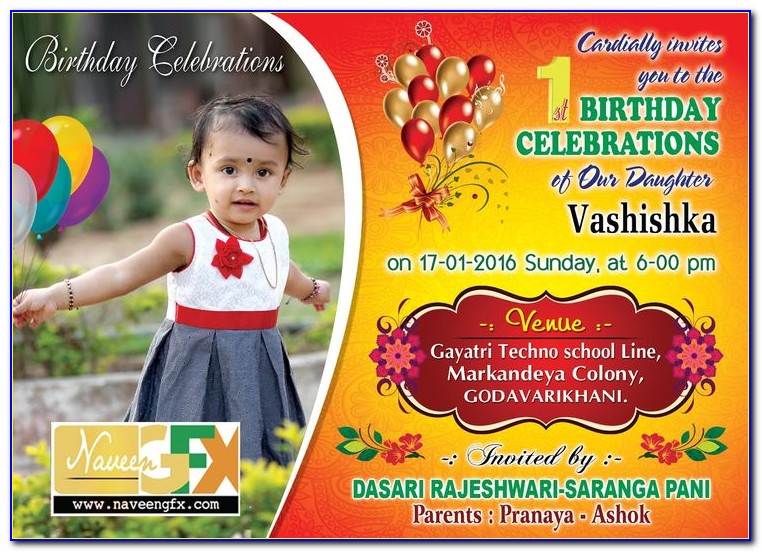 Create First Birthday Invitation Card With Photo Free