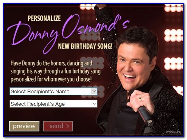 Donny Osmond Singing Birthday Card