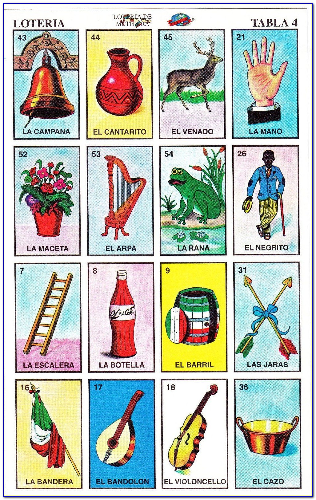 Downloadable Free Printable Loteria Game Cards