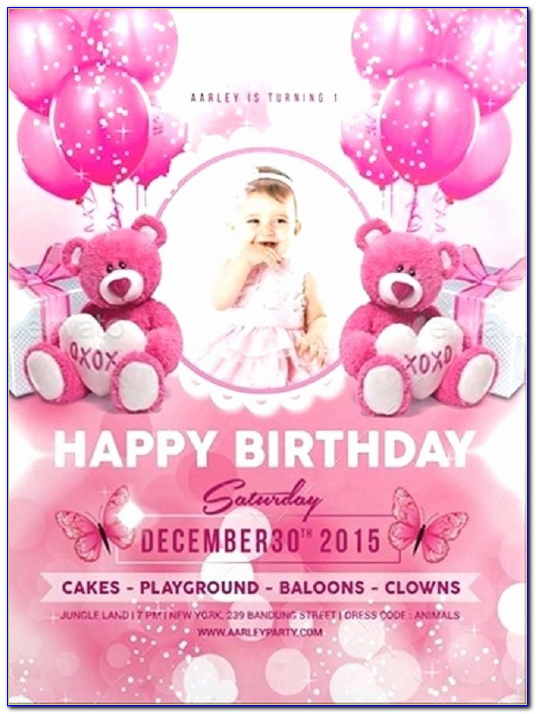 Editable 1st Birthday Invitation Card Free Online
