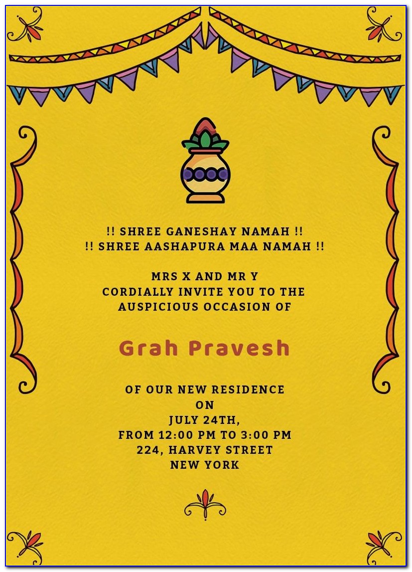 Editable Griha Pravesh Invitation Cards Free Download In Hindi