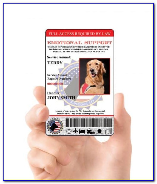 Free Emotional Support Animal Id Card