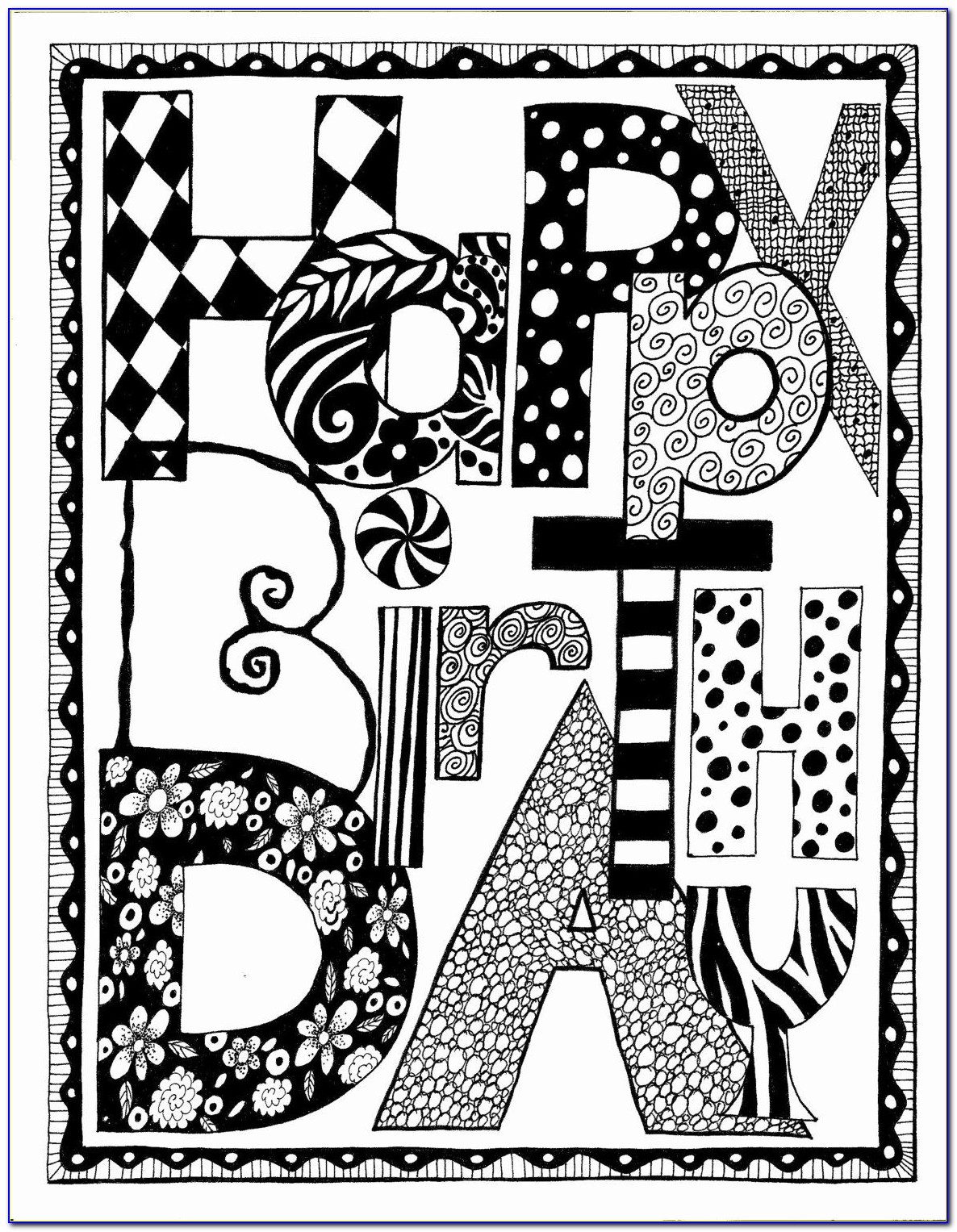 Free Printable Black And White Happy Birthday Cards