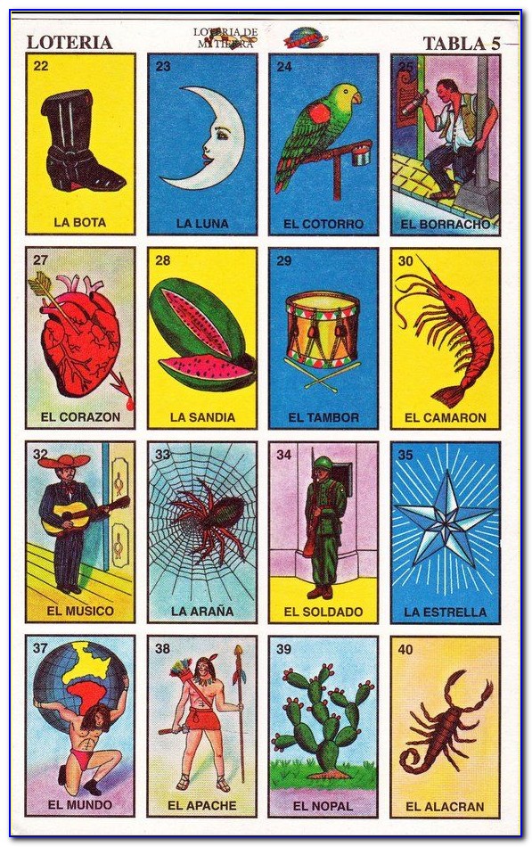 Free Printable Loteria Game Cards