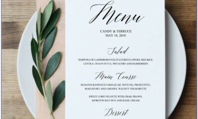 Free Printable Wedding Menu Template