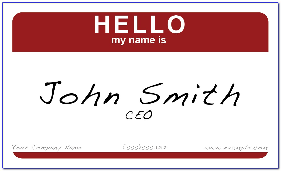 Hello My Name Is Business Card Template