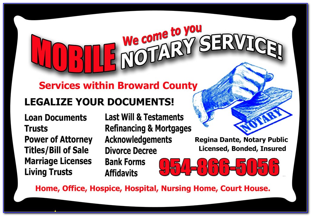 Mobile Notary Business Cards Samples