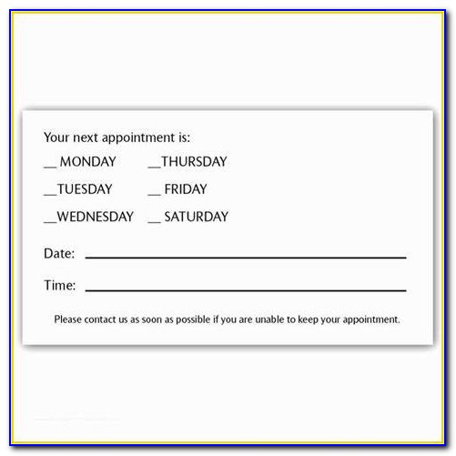 Printable Appointment Reminder Cards Template Free