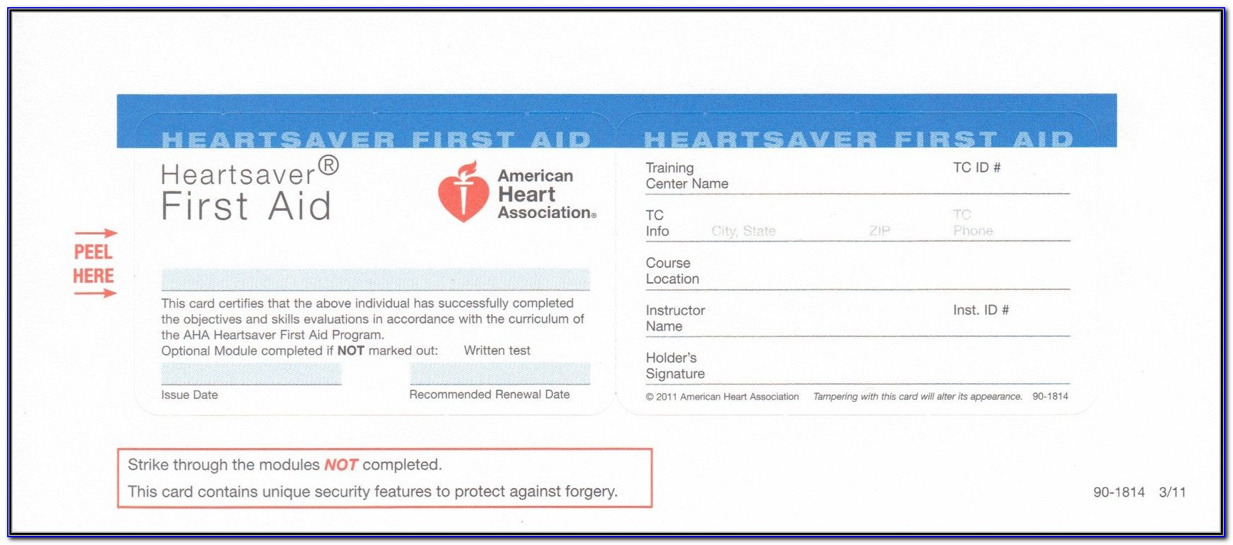 Printable Cpr Certification Card Free