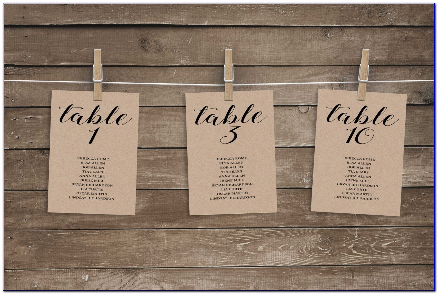 Seating Chart Cards Template Free