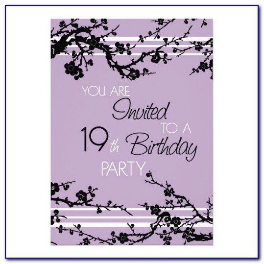 19th Birthday Invitation Card